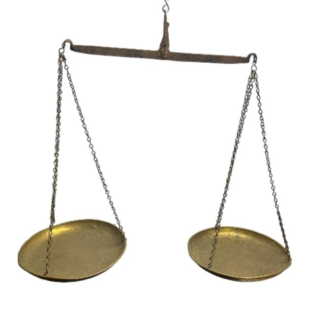 Antique Hanging Brass Balance Scale For Sale In New York - Image 6 of 7