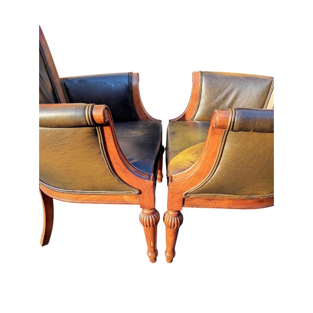Elevate Your Home With This Exquisite Pair of Limited Edition Side Leather Chairs by Baker Furniture. For Sale In Raleigh - Image 6 of 10