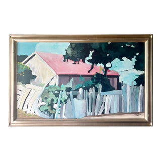 Vintage Landscape Painting by Haitian Artist Phillip “Fillmore” Outten For Sale
