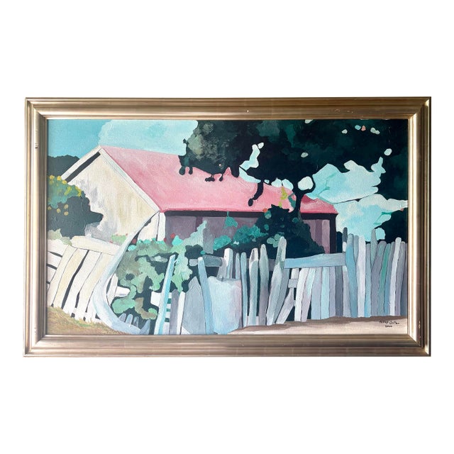 Vintage Landscape Painting by Haitian Artist Phillip “Fillmore” Outten For Sale