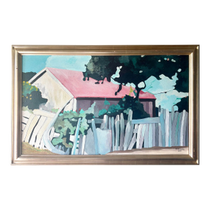 Vintage Landscape Painting by Haitian Artist Phillip “Fillmore” Outten