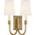 Thomas O'Brien for Visual Comfort Signature Modern Library Double Sconce in Hand-Rubbed Antique Brass with Linen Shades For Sale