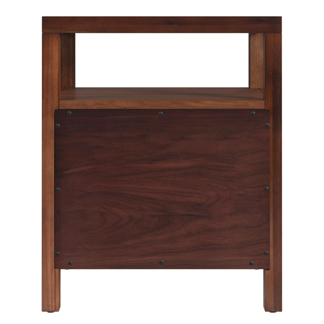 Wood Nora 21 in. W Rectangular Wood 2 Drawer Nightstand with Open Shelf, Walnut For Sale - Image 7 of 9