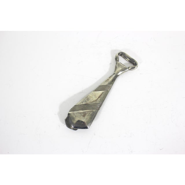 Mid-Century Modern Vintage Silver Tie Shaped Bottle Opener For Sale - Image 3 of 5