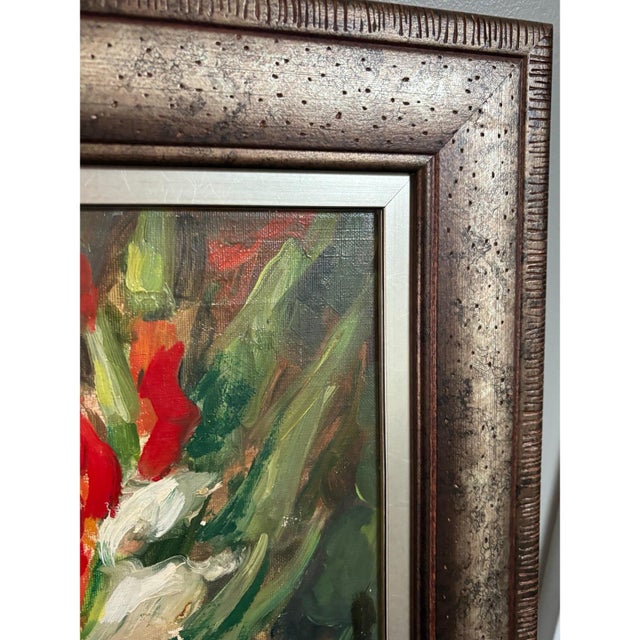 Original Framed Floral Oil Painting For Sale In Chicago - Image 6 of 8