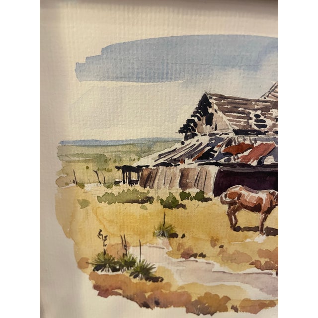 Tan 1960s “Cowboy and Horse Orignal Watercolor by James Boren 1921–1990 For Sale - Image 8 of 8