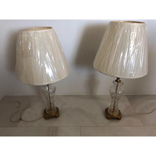 Set of Two Late 20th Century Crystal Table Lamps For Sale - Image 4 of 9