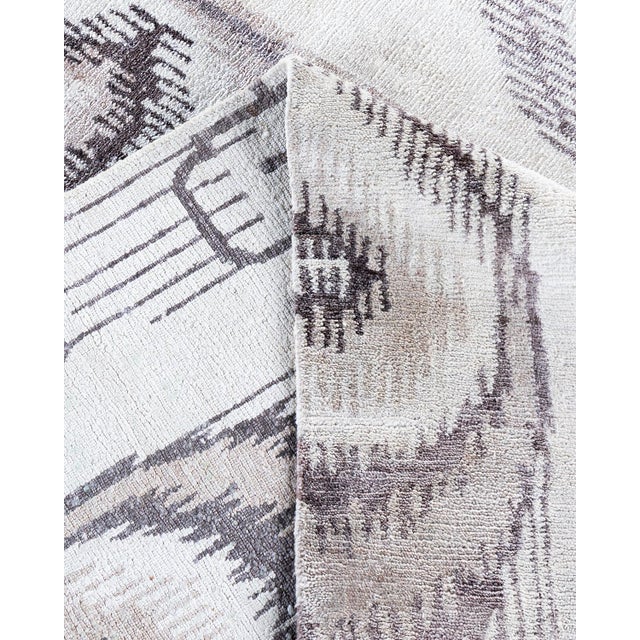 Modern, One-of-a-Kind Hand-Knotted Area Rug - Ivory, 9' 2" x 11' 9" For Sale In New York - Image 6 of 8