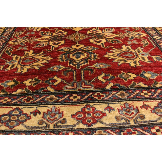 1980s Boho Chic Super Kazak Red/Gold Wool Rug - 4'1'' X 5'5'' For Sale - Image 5 of 10