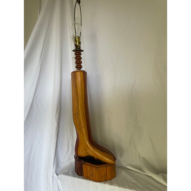 Wood 1990s Folk Art Foot Lamp For Sale - Image 7 of 13