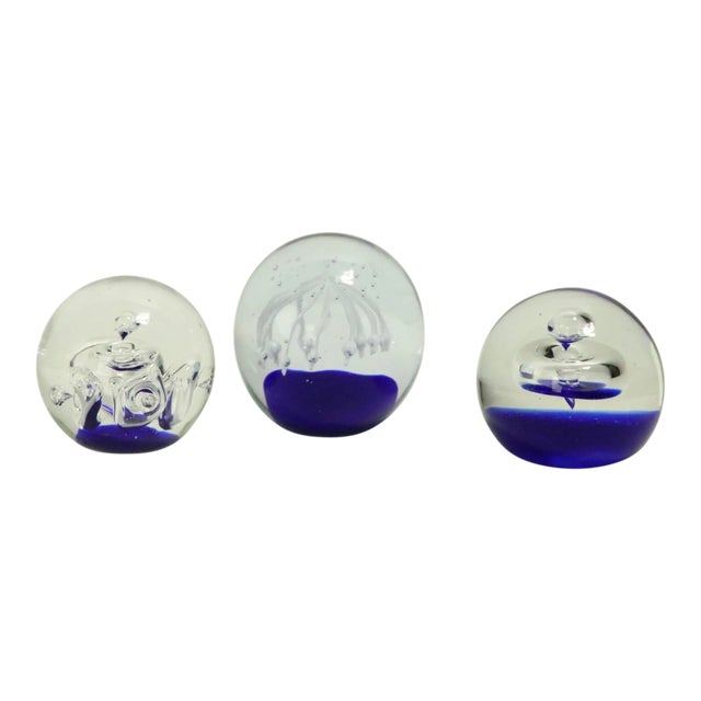 Set of 3 Art Glass Paperweights For Sale