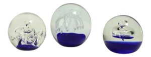 Set of 3 Art Glass Paperweights