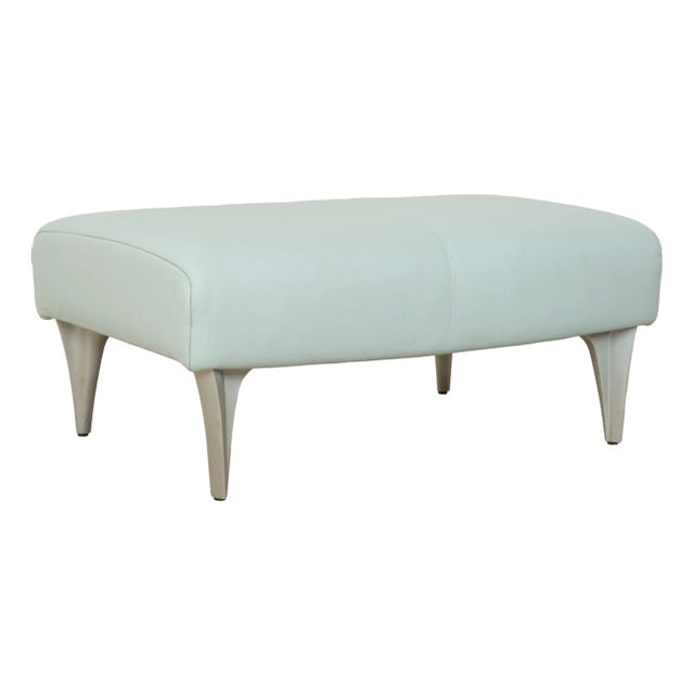 Model 1600 Ottoman in Light Blue Leather from Rolf Benz For Sale