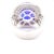 2020s 15.50 Carat Round Tanzanite & 1.50 Carat Diamond Double Halo 14k White Gold Ring, Size 6.5 For Sale - Image 5 of 10