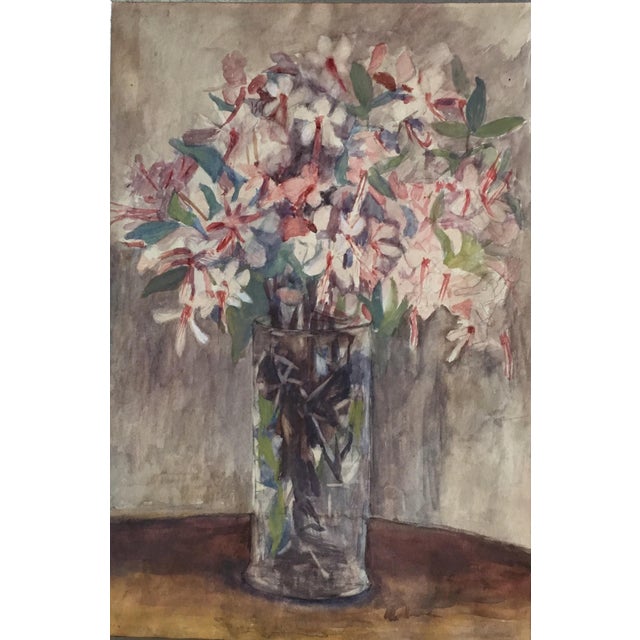 Floral Bouquet Watercolor by Listed Artist Sarah Wright Circa 1930
