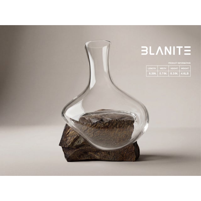 Contemporary Crystal Vase With Natural Stone Base – Sculptural Coffee Table Art For Sale - Image 3 of 7