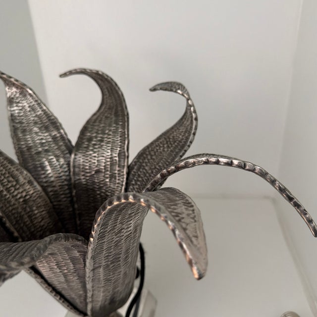 Contemporary Arteriors Home Sculptural Silver Table Lamp For Sale - Image 10 of 11