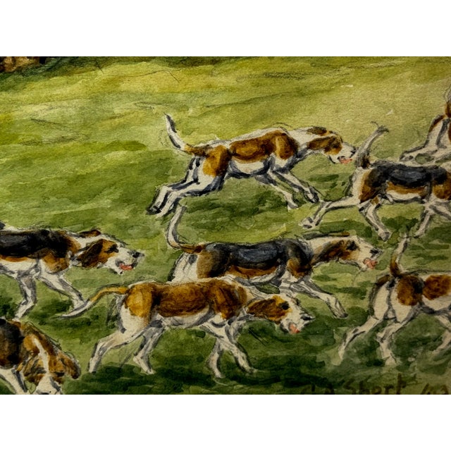 Original Painting C1943 the Badsworth Hunt on Foot, Easingwold: A Wartime Yorkshire Sporting Scene Framed by George Anderson Short For Sale - Image 13 of 18