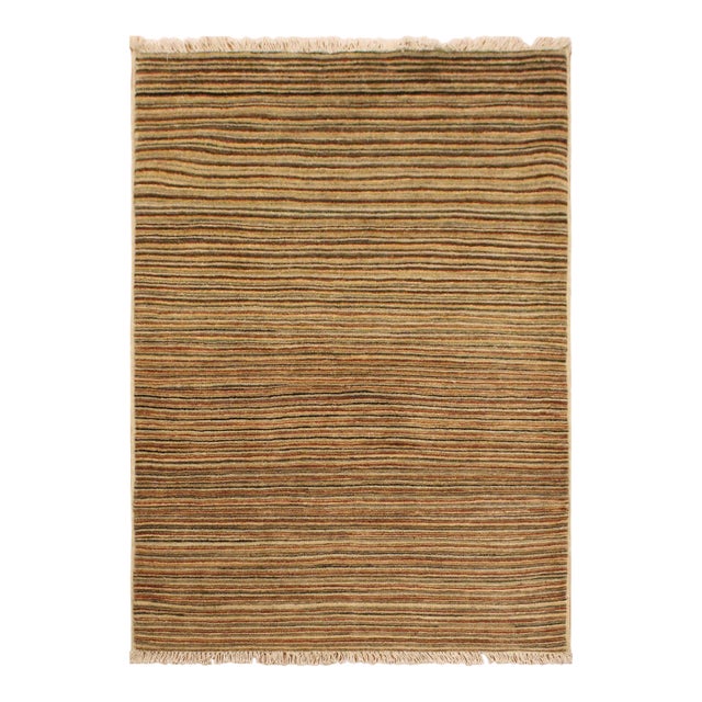 Contemporary Gabbeh Beige/Rust Wool Rug - 3'1'' X 5'1'' For Sale
