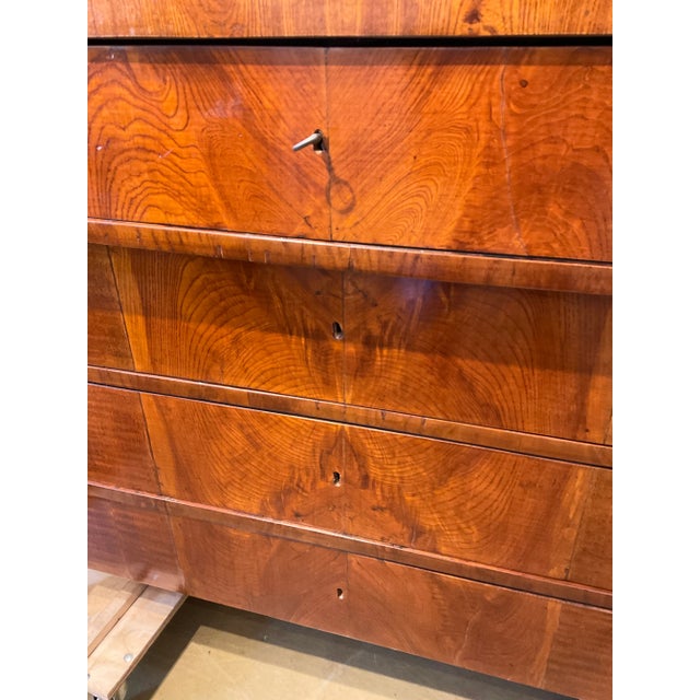 Add a little drama with this bold 19th Century Oak Biedermeier Chest. It’s clean lines, masculine facade, and burled look...