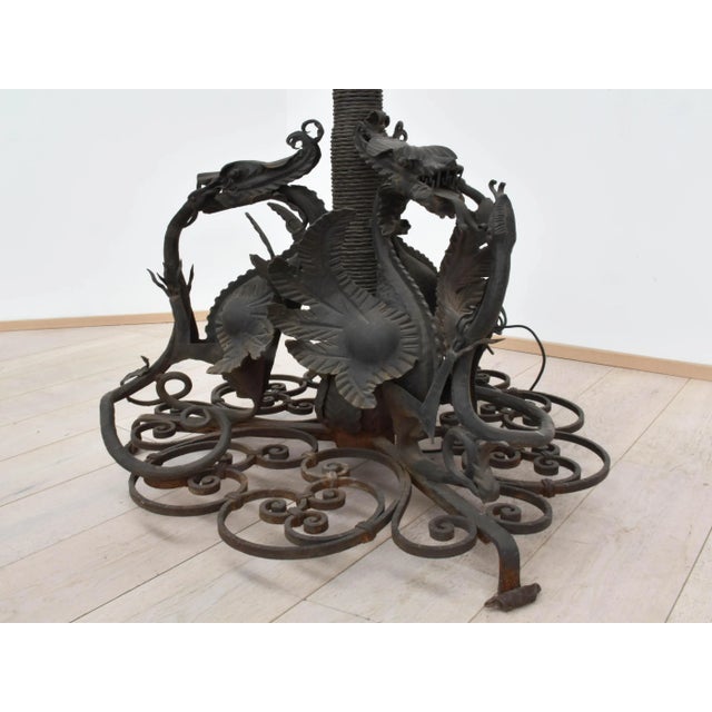 Large Italian Wrought Iron Outdoor Lamppost from Mazzucotelli, Italy, 1910s For Sale - Image 11 of 13