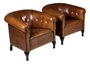 Vintage Club Chairs in Sheepskin Leather, Set of 2