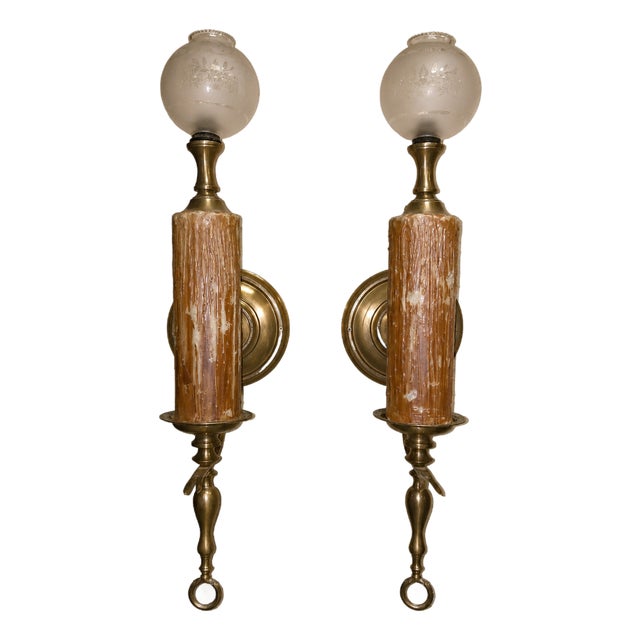 Melted Wax Candlestick Style Wall Sconces, 1930s, Set of 2 For Sale