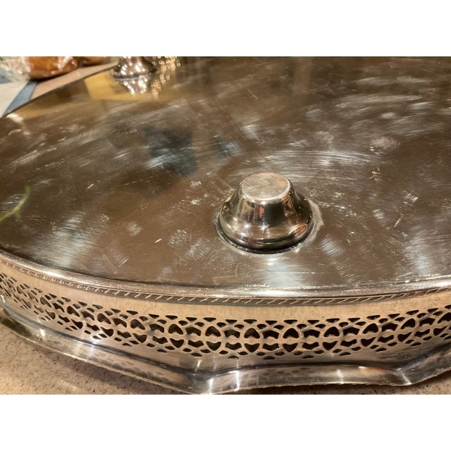 Sheffield English Pireced Silverplate Serving or Gallery Tray For Sale - Image 17 of 18