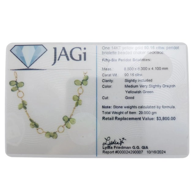 Late 20th Century 14k Yellow Gold Yellow Green Peridot Briolette Beaded Choker For Sale - Image 9 of 9