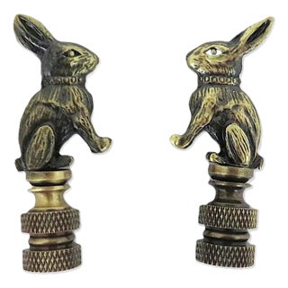 Pair of Bunny Rabbit Lamp Finials For Sale