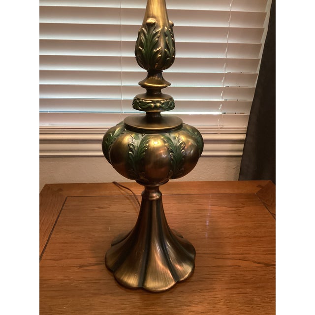 Mid 20th Century Hollywood Regency Rembrandt Brass Lamps With Original Shades - A Pair For Sale In Houston - Image 6 of 12