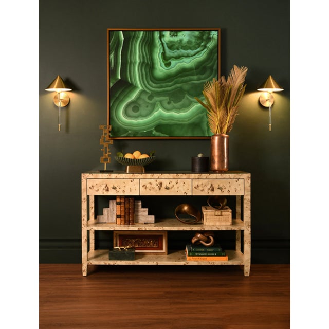 2020s Matthew Izzo Home Talon Antique Brass and Acrylic Pole Wall Sconce With Metal Shade For Sale - Image 5 of 5