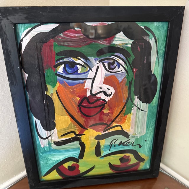 Peter Keil 1970s Vintage Abstract Portraiture; Original Artwork by Peter Robert Keil, Framed For Sale - Image 4 of 7