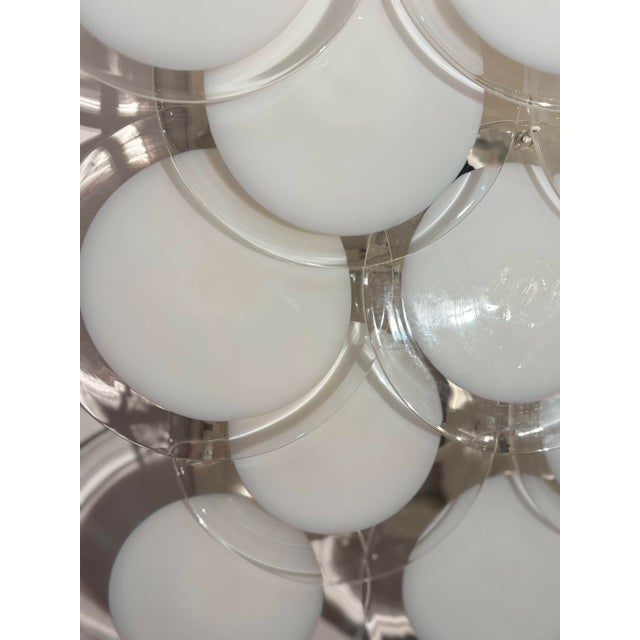 White Disc Wall Sconces attributed to Vistosi, Murano, 1970, Set of 2 For Sale - Image 8 of 11