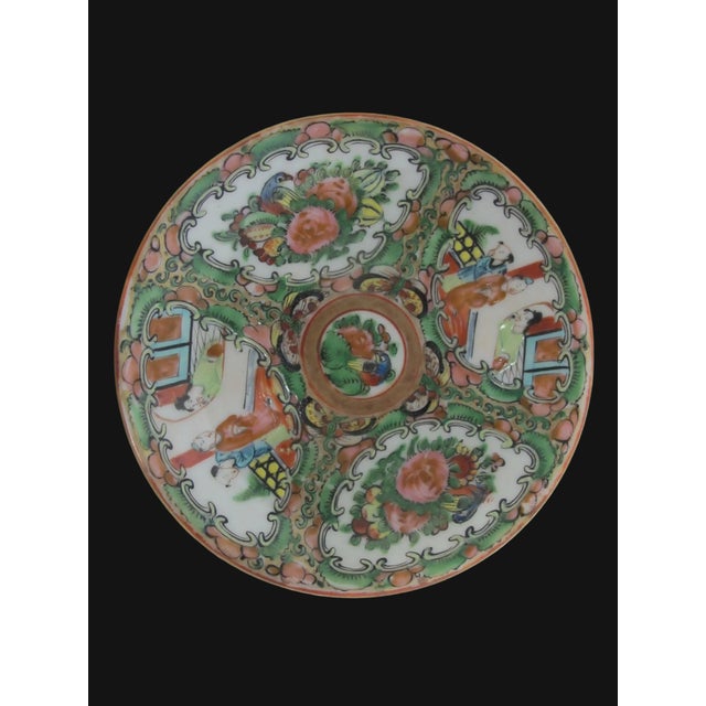 Chinese Export Famille Rose Medallion Porcelain Tea Cup & Saucer Set of 4 For Sale - Image 10 of 18