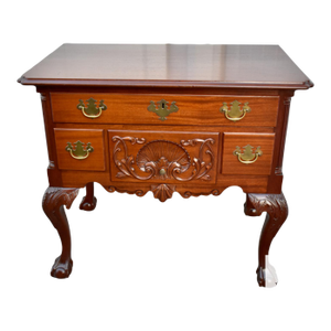 Vintage Carved Mahogany Georgian Style Five Drawer Lowboy