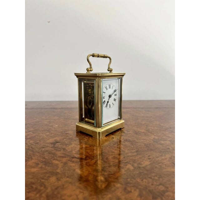 Late 19th Century Victorian French Brass Carriage Clock, 1880s For Sale - Image 5 of 6