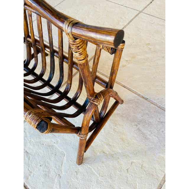 1980s Vintage Bamboo Rattan Magazine Rack, 1970s For Sale - Image 5 of 16