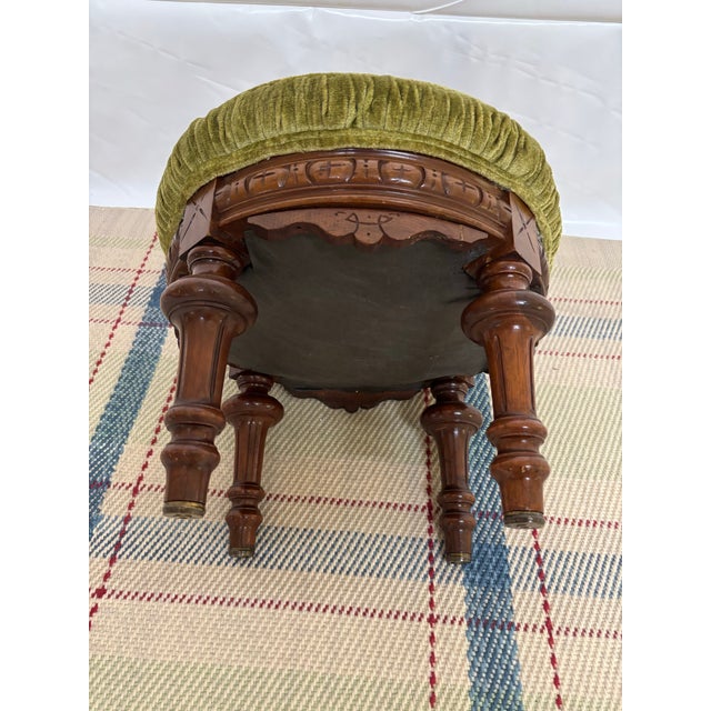 Victorian Antique Victorian Style Round Footstool For Sale - Image 3 of 9