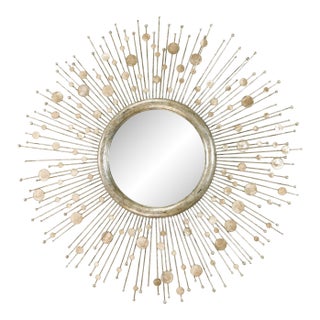 Antique Silver and Inlaid Capiz Shell Mirror For Sale