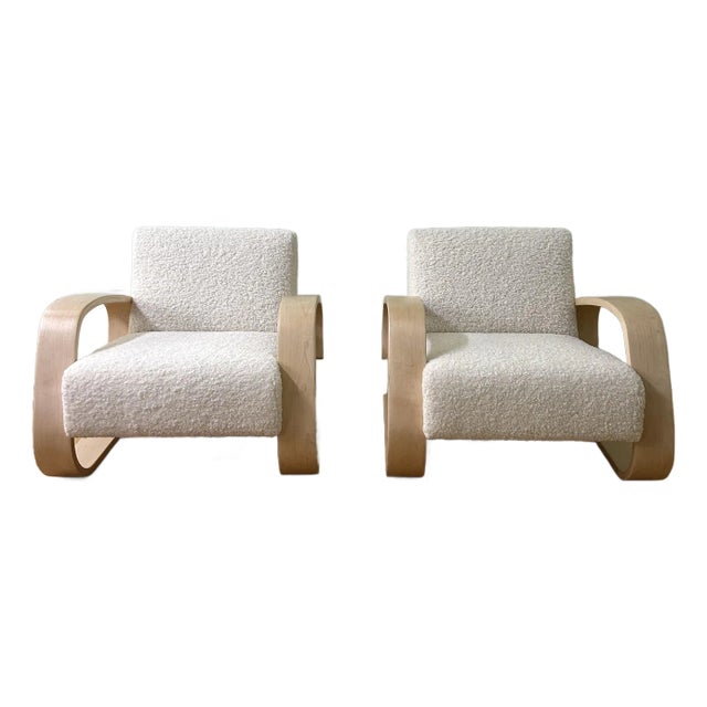 Artek Aalto 400 “Tank” Chair - Set of 2, Newly Upholstered & Refinished For Sale