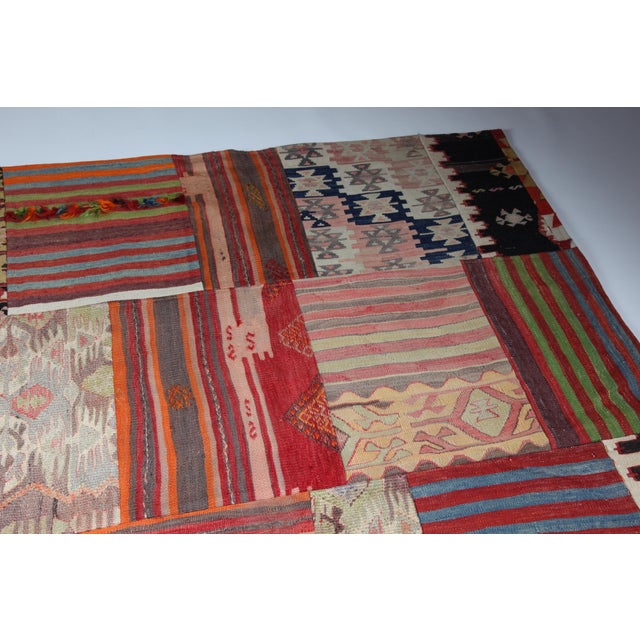 Beige Mid 20th Century One of a Kind Turkish Kilim Patchwork Rug for Contemporary Interiors -5' 11'' X 8' For Sale - Image 8 of 10