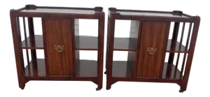 20th Century Mahogany Rolling End Tables - a Pair