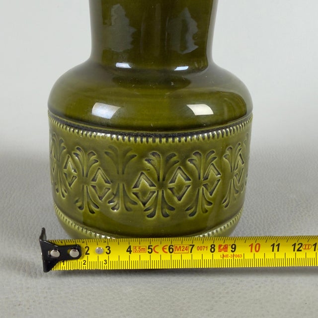 Vintage Iridescent Green Majolica Ceramic Vase from Facs San Marino, 1960s For Sale - Image 9 of 11