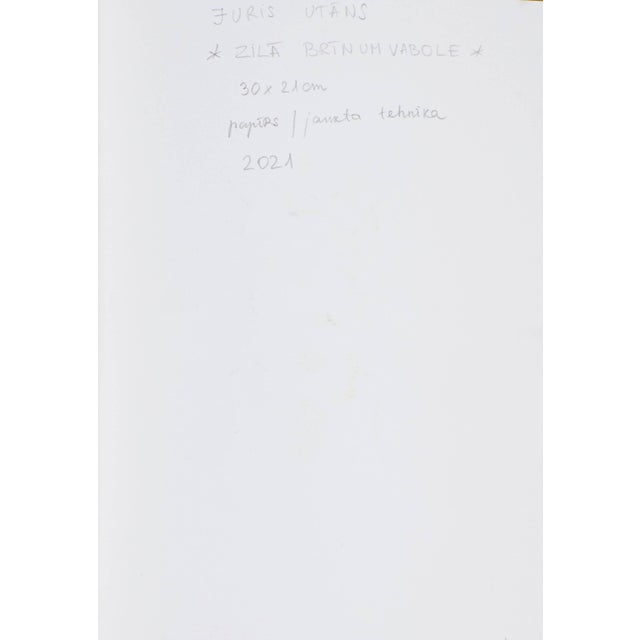 Juris Utans, Blue Wonder Beetle, 2021, Mixed Media on Paper, in Very Good conditions. Designed from 2000 This piece has an...