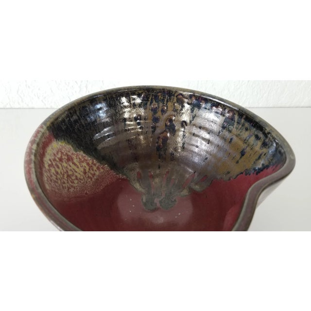 1980s Mindri Artistic Art Glaze Pottery Bowl For Sale - Image 4 of 11