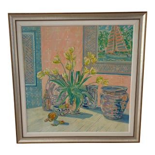 1980s Thom Millsap Oil Painting Still Life For Sale