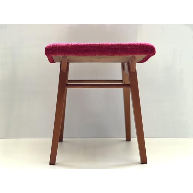 Mid-Century Red Fabric Footstool, 1970s For Sale - Image 10 of 15