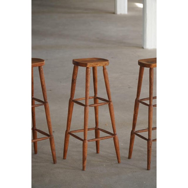 Vintage Rustic Pine Bar Stools, 1930s, Set of 4 For Sale - Image 6 of 18