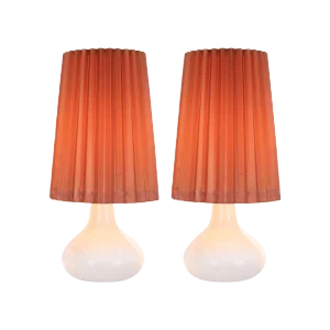 White Holmegaard Glass Table Lamps by Kyllä Svanlund, 1960s, Denmark, Set of 2